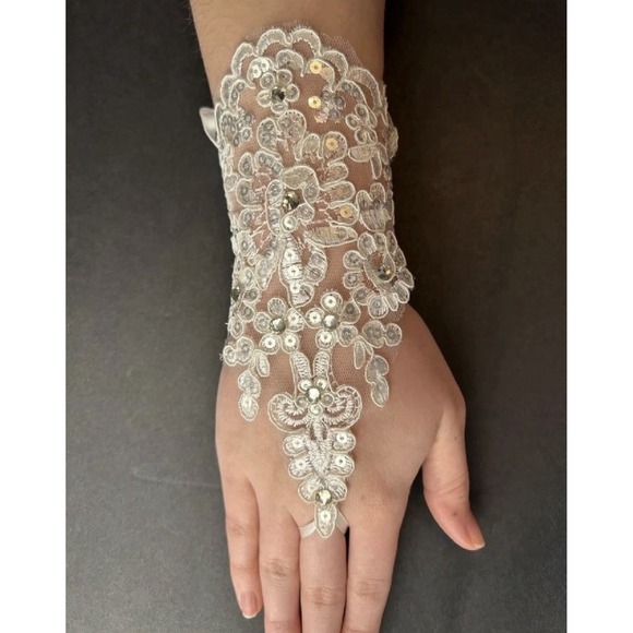 Onesies Accessories - Stylish White Lace Fingerless Gloves, Party/ Wedding, One Size Fits, Whimsey